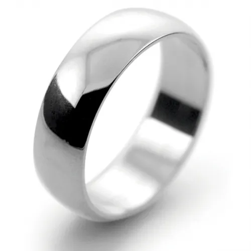 D Shape Light Weight - 6mm Palladium Wedding Ring 